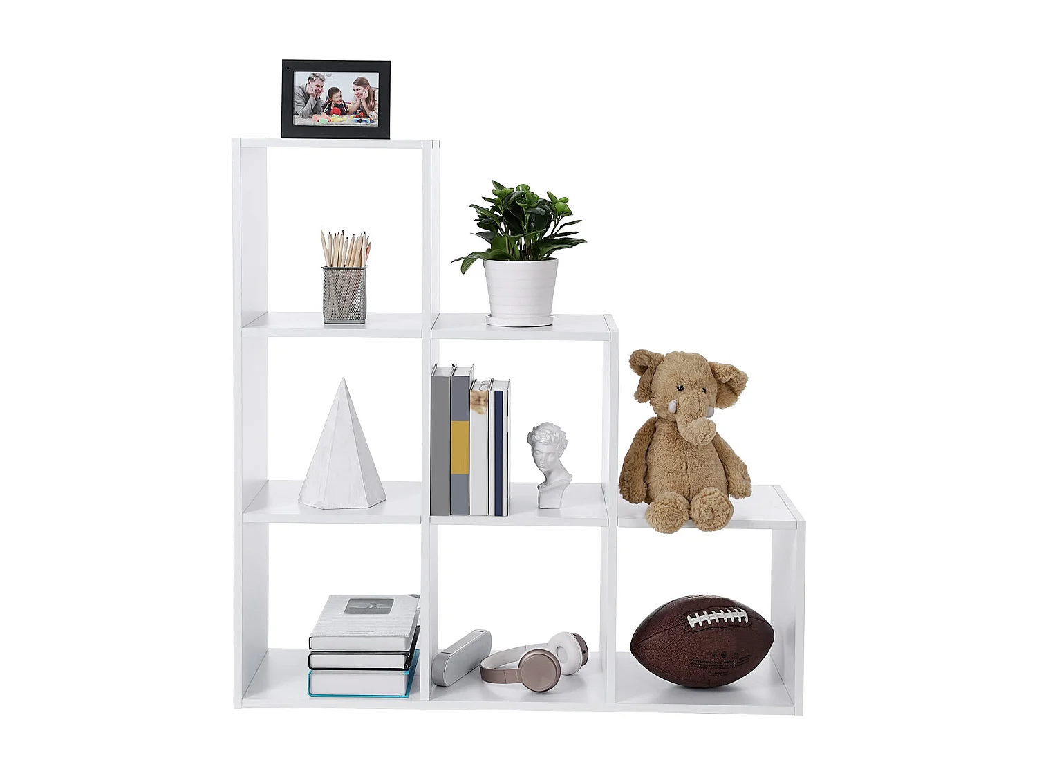 Valora Stufenregal, weißes Regal, modernes Design für das Wohnzimmer