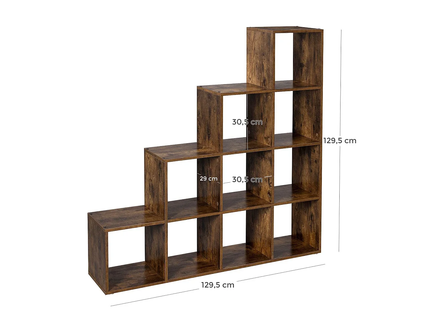 Estantería escalonada Valora, aglomerado marrón rústico