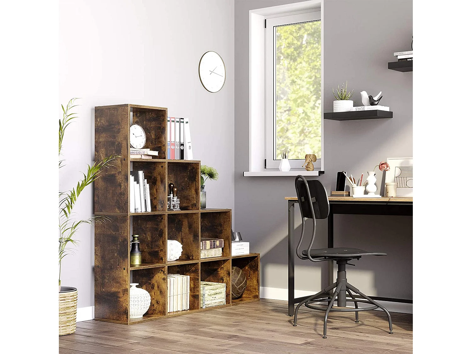 Estantería escalonada Valora, aglomerado marrón rústico