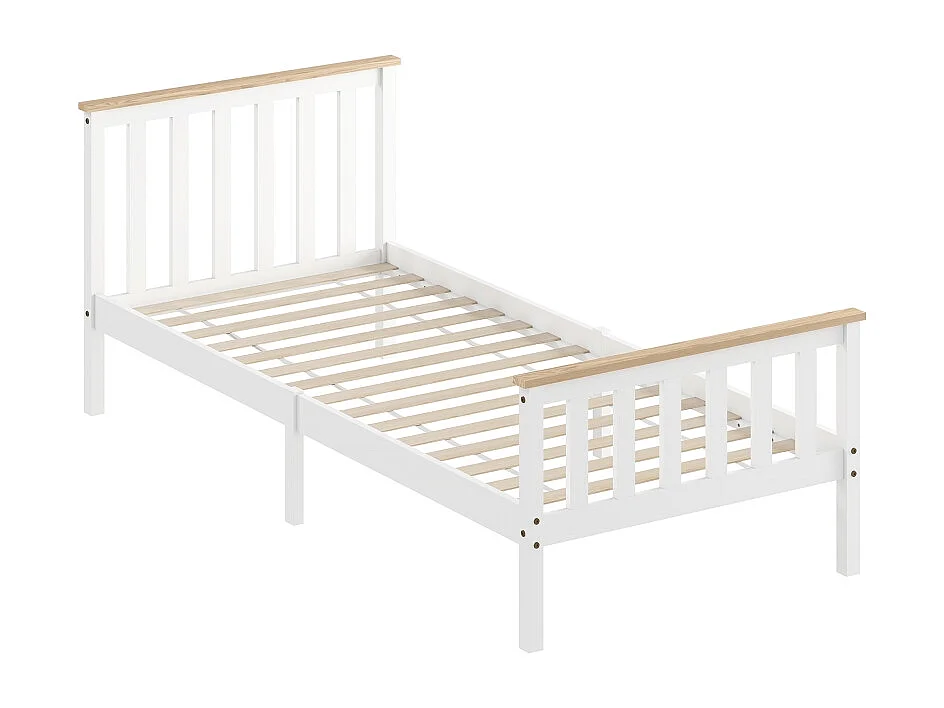 Cadre de lit 90 x 200 cm,blanc, lit simple avec espace de rangement sous le lit – Pratique, fonctionnel et esthétique pour chambre