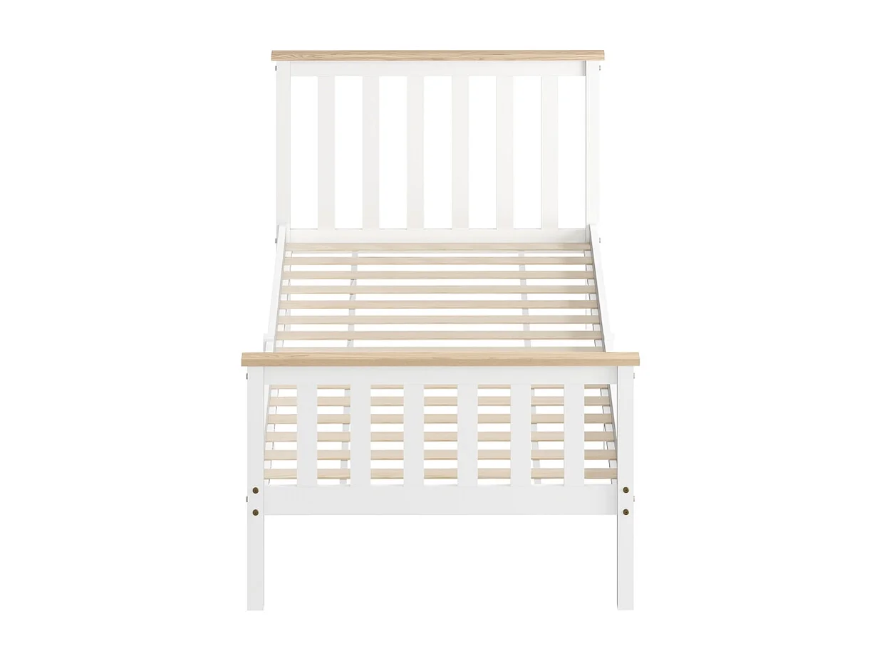 Cadre de lit 90 x 200 cm,blanc, lit simple avec espace de rangement sous le lit – Pratique, fonctionnel et esthétique pour chambre