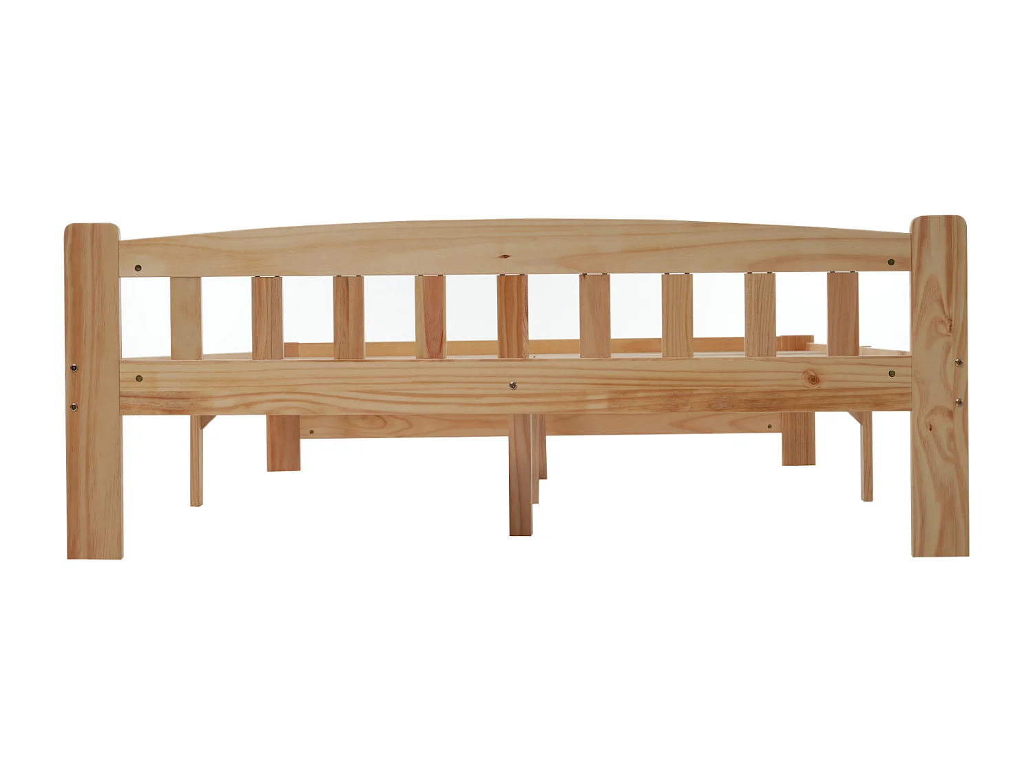 Cama futón de 140x200 cm en madera maciza natural con cabecero y somier de láminas – robusta cama futón para adolescentes y adultos