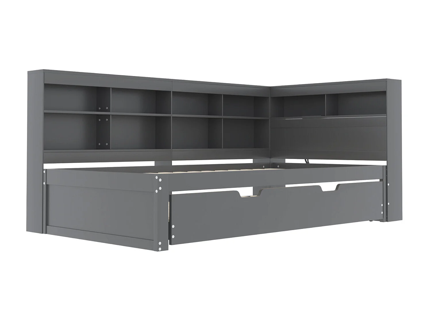 Divano letto estensibile 90/200cm e letto 90x190cm grigio con porta USB e vani portaoggetti – Letto multifunzionale pratico e robusto