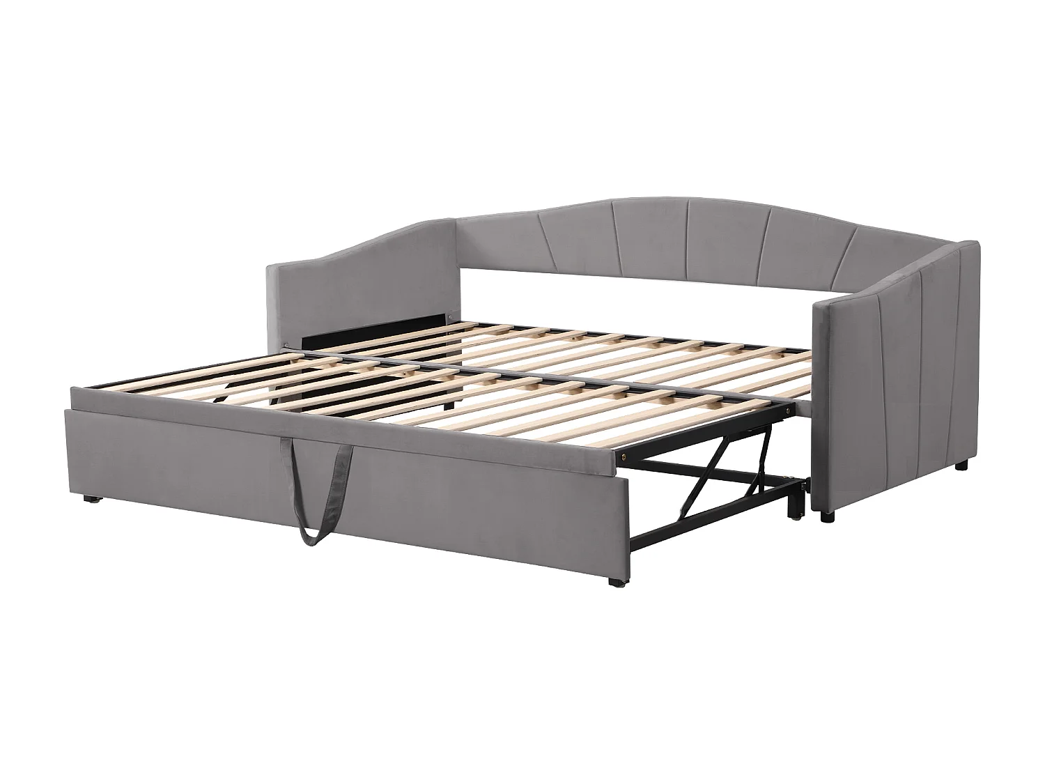 Divano letto estensibile 90/180x200cm in morbido velluto grigio, un pratico e comodo letto multifunzionale per adulti o bambini