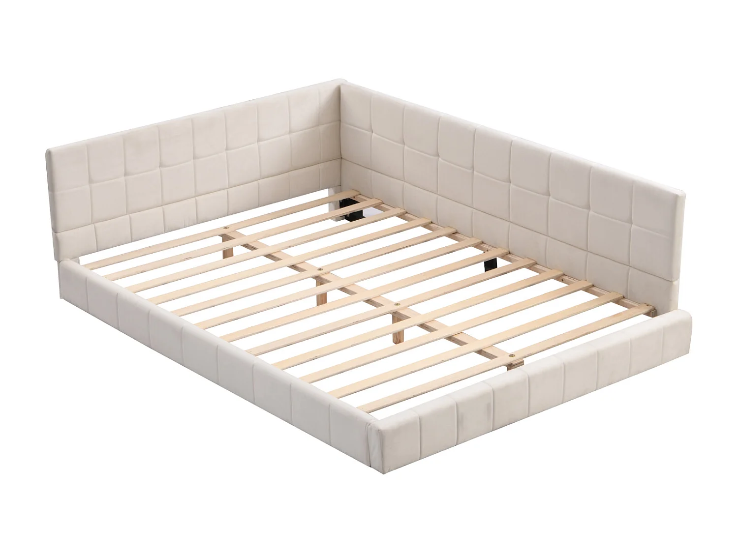 Divano letto 140x200 cm in velluto beige, rete a doghe inclusa – Letto trasformabile multifunzionale, tessuto morbido, ideale per ragazzi e adulti, stile moderno