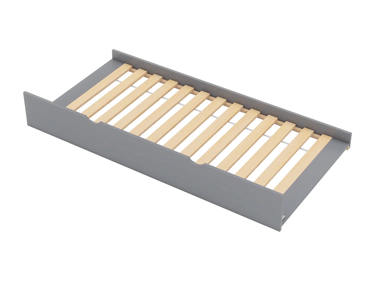 Lit de jour/canapé-lit 90x200 cm en panneaux de particules gris avec lit gigogne, coffre de rangement et port USB – sans matelas