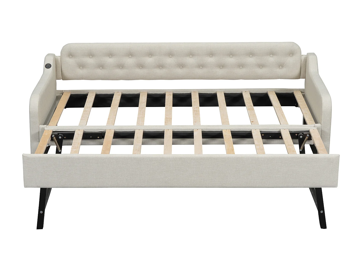Sofá cama de 90x200 cm con cama nido extraíble y puerto USB – Práctico y cómodo sofá cama, diseño moderno, color beige