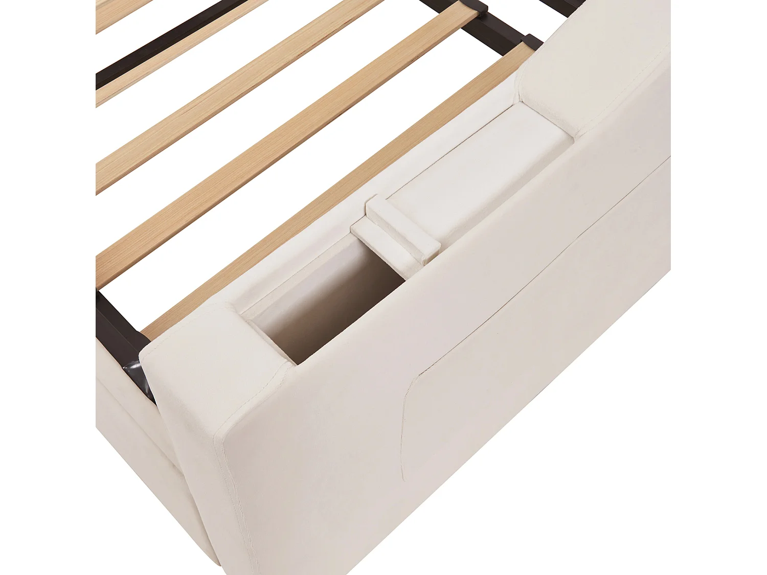 Canapé-lit 2 en 1 90/180x190 cm avec accoudoirs larges et épais, USB, rangement et poches, sommier inclus, beige