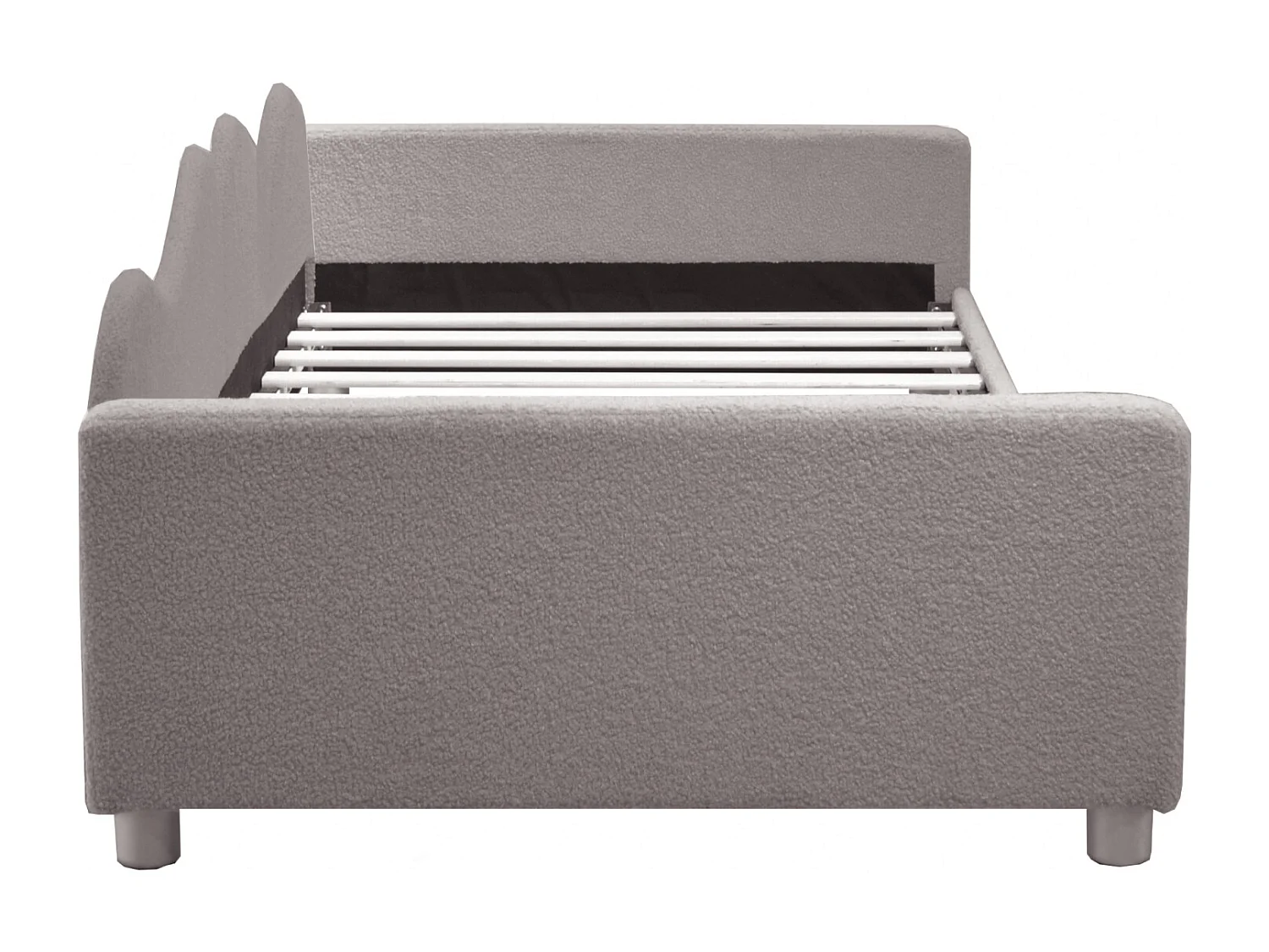 Cama infantil de 90x200 cm en terciopelo suave, sofá cama multifuncional con respaldo y reposabrazos, cómoda y moderna, gris