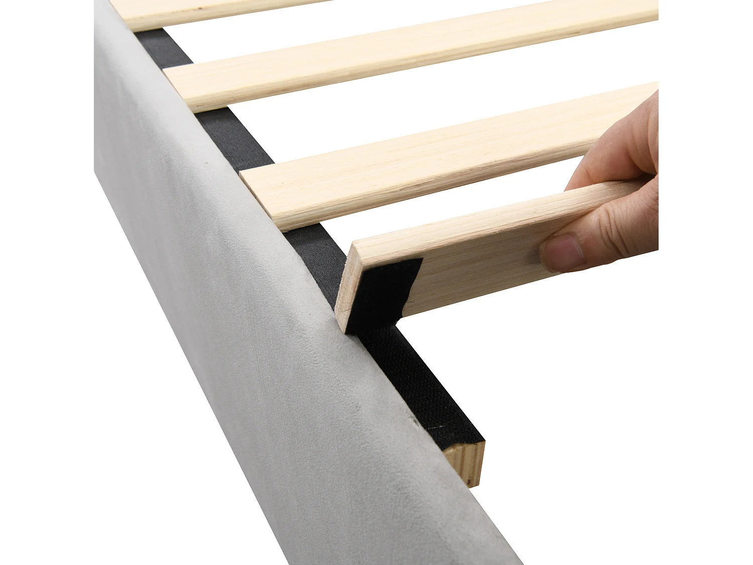 Sofá cama multifuncional de 90x200 cm en terciopelo gris, con somier de láminas – Cama práctica y cómoda para adultos o niños