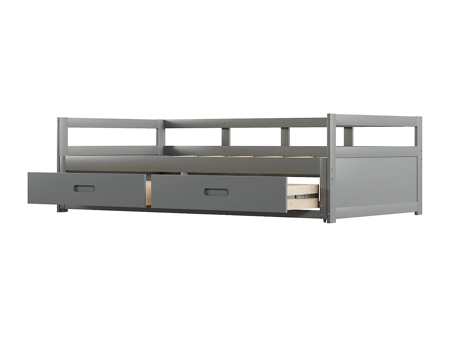 Divano letto estensibile 90/180x200cm grigio con cassetti e rete a doghe, letto estraibile – Pratico, salvaspazio e multifunzionale