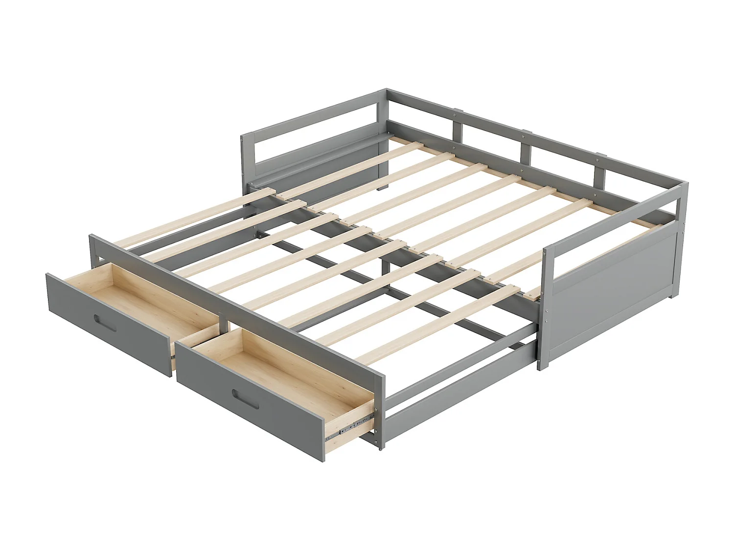Divano letto estensibile 90/180x200cm grigio con cassetti e rete a doghe, letto estraibile – Pratico, salvaspazio e multifunzionale