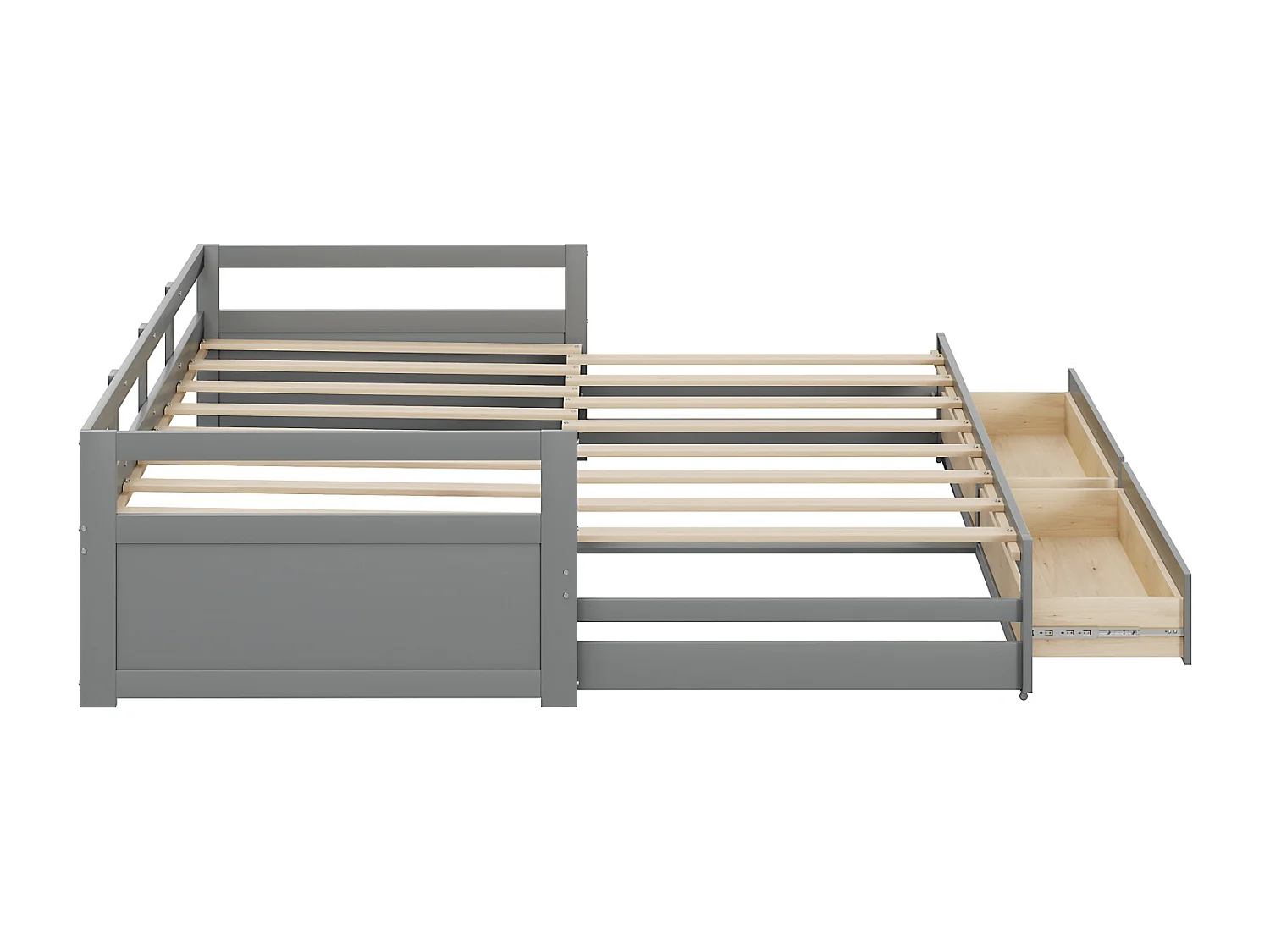 Divano letto estensibile 90/180x200cm grigio con cassetti e rete a doghe, letto estraibile – Pratico, salvaspazio e multifunzionale