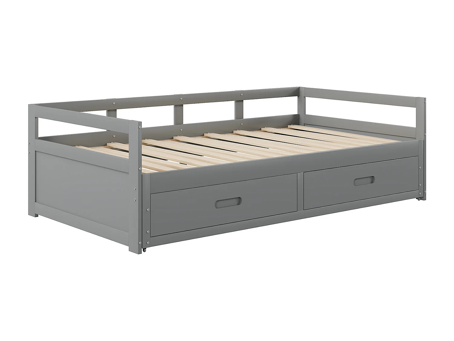 Divano letto estensibile 90/180x200cm grigio con cassetti e rete a doghe, letto estraibile – Pratico, salvaspazio e multifunzionale