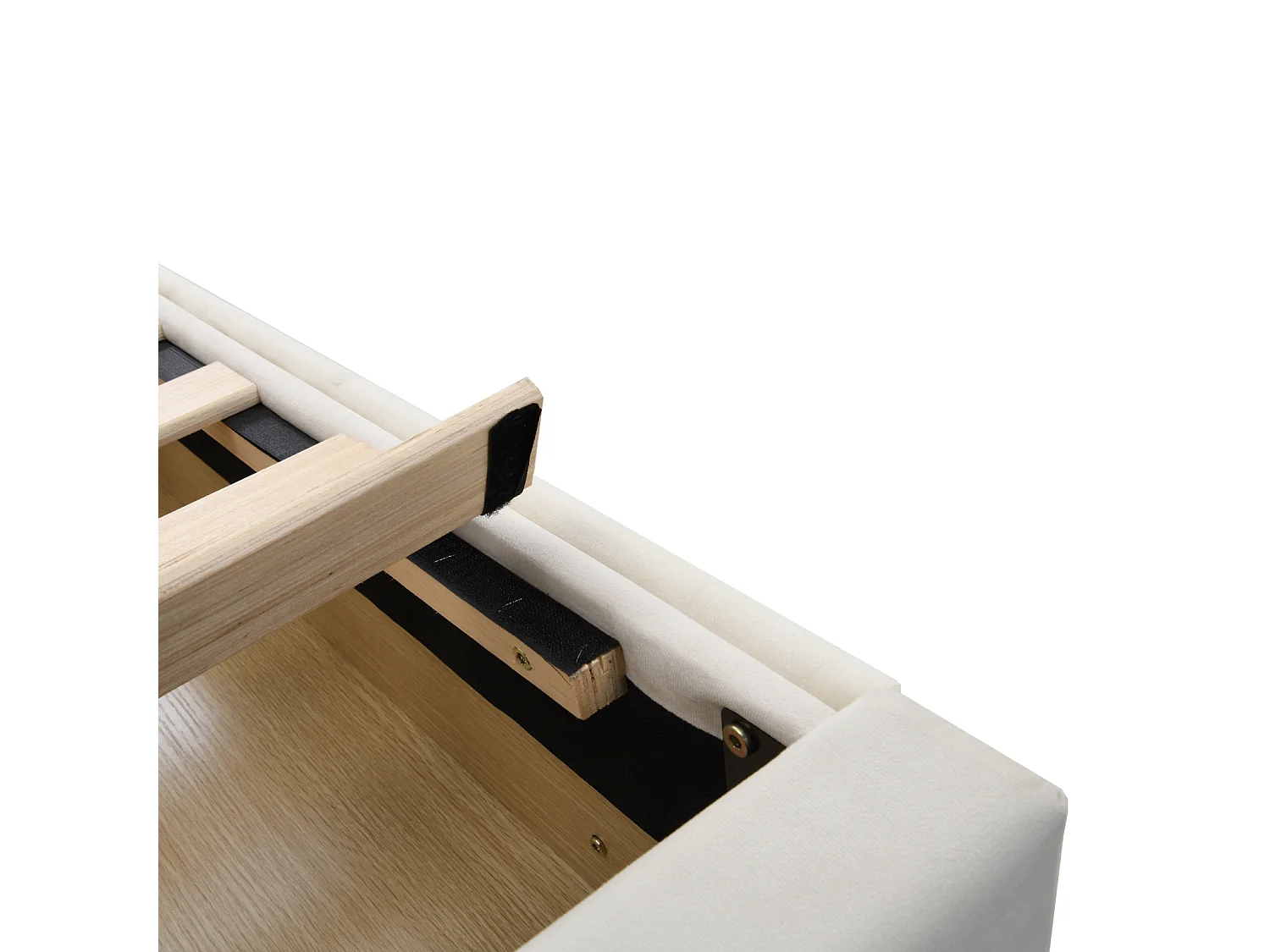 Sofá cama de terciopelo beige de 90x200 cm con 2 cajones de almacenaje y somier de láminas – cama multifuncional y cómoda