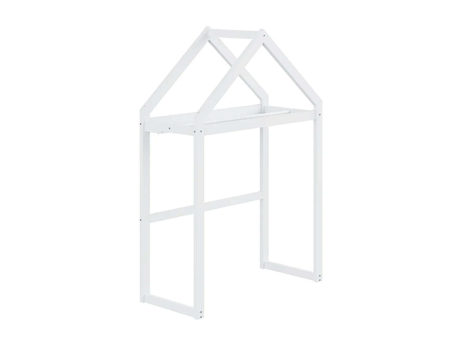 Lit pour enfant 90x200 cm en bois massif avec espace de rangement, barrières complètes, sommier, sûr, pratique et élégant, blanc