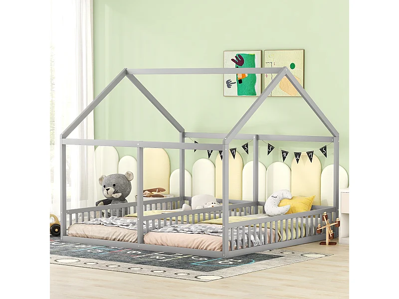 2-in-1 huiskamerbed 90x200 cm in grijs – Modern design, ruimtebesparend en perfect voor de kinder- of tienerkamer