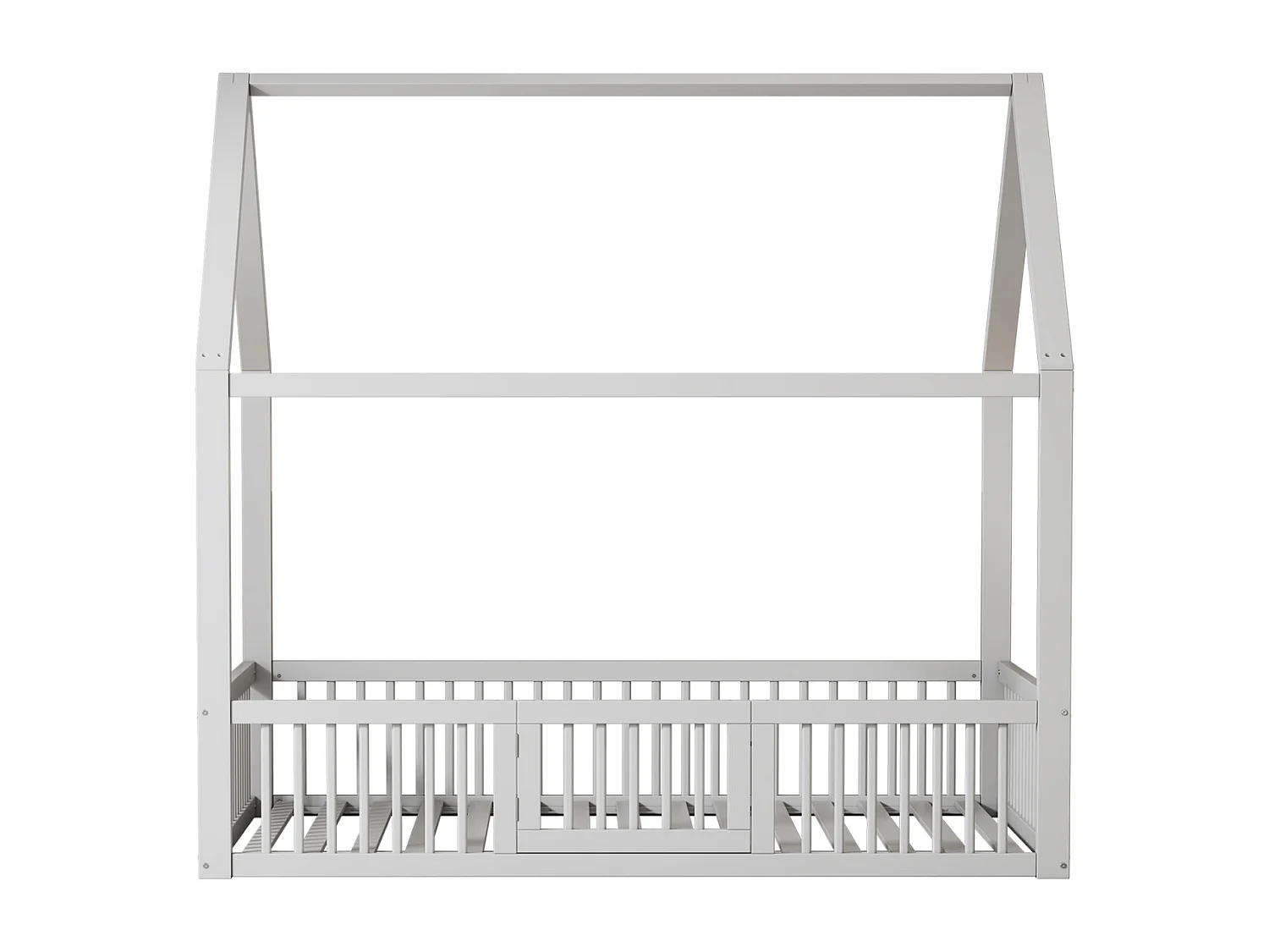 Letto matrimoniale 140x200 cm in legno massello bianco, letto a casetta con porta decorativa – Design giocoso e pratico per la cameretta dei bambini