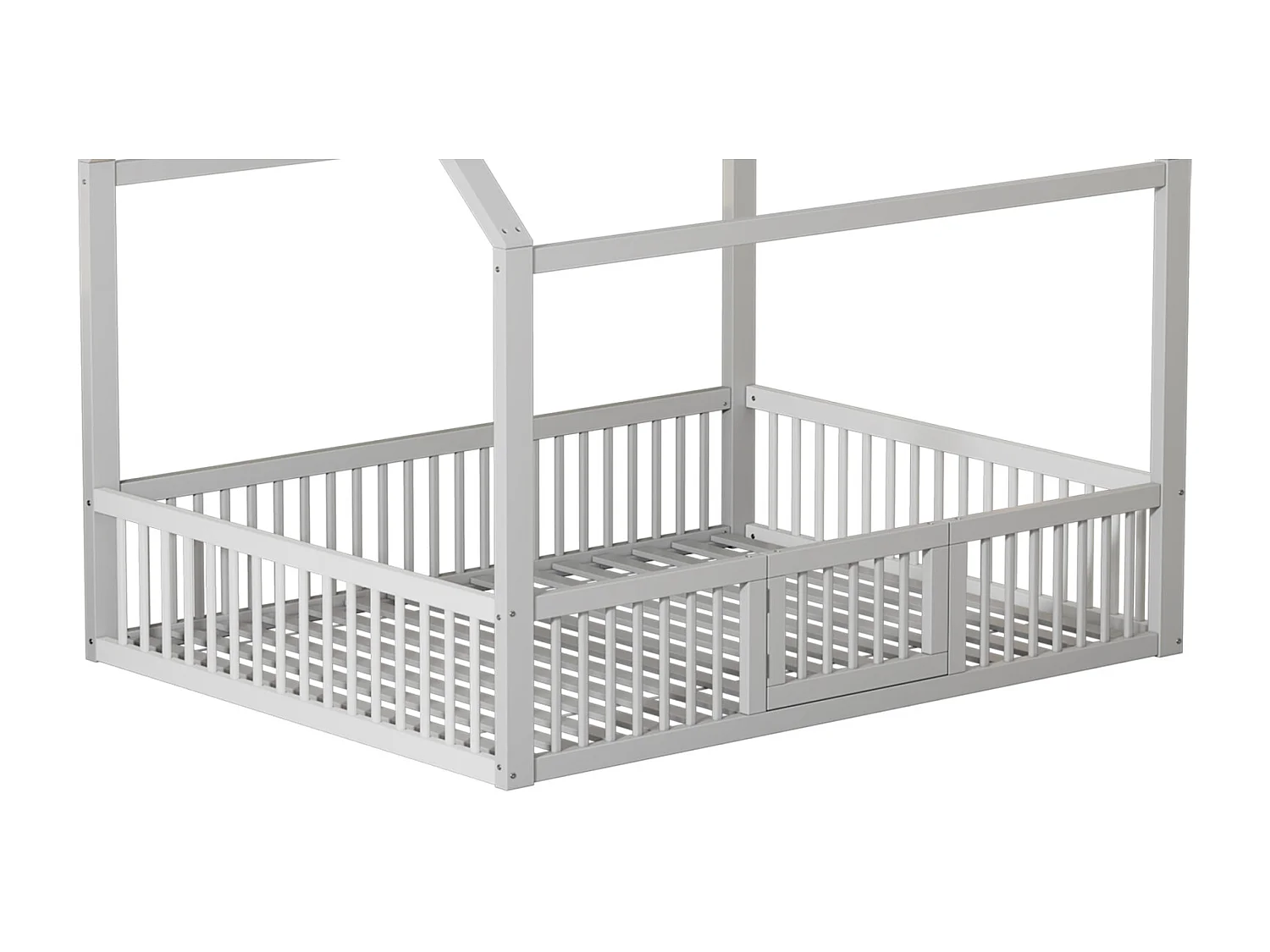 Letto matrimoniale 140x200 cm in legno massello bianco, letto a casetta con porta decorativa – Design giocoso e pratico per la cameretta dei bambini