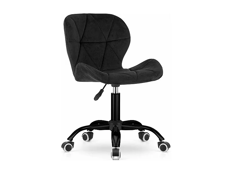 Cadeira giratória Valora NOTO em veludo preto, ergonômica, para escritório.