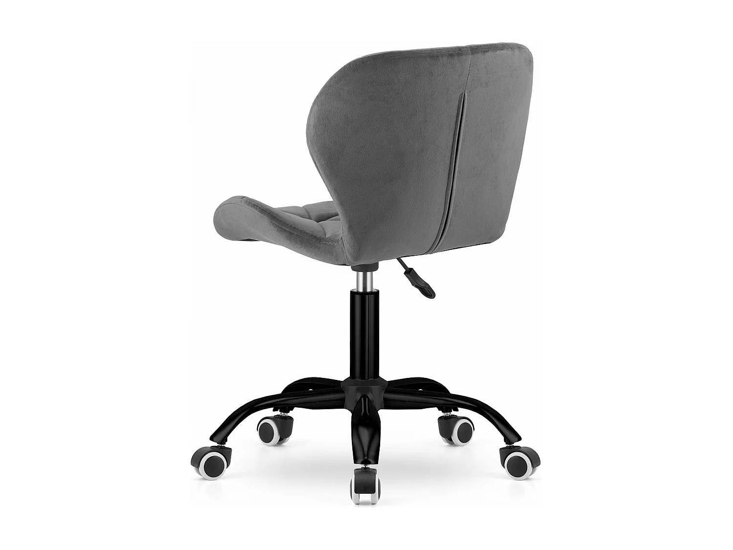 Cadeira giratória Valora NOTO em veludo cinza escuro, ergonômica, para escritório.