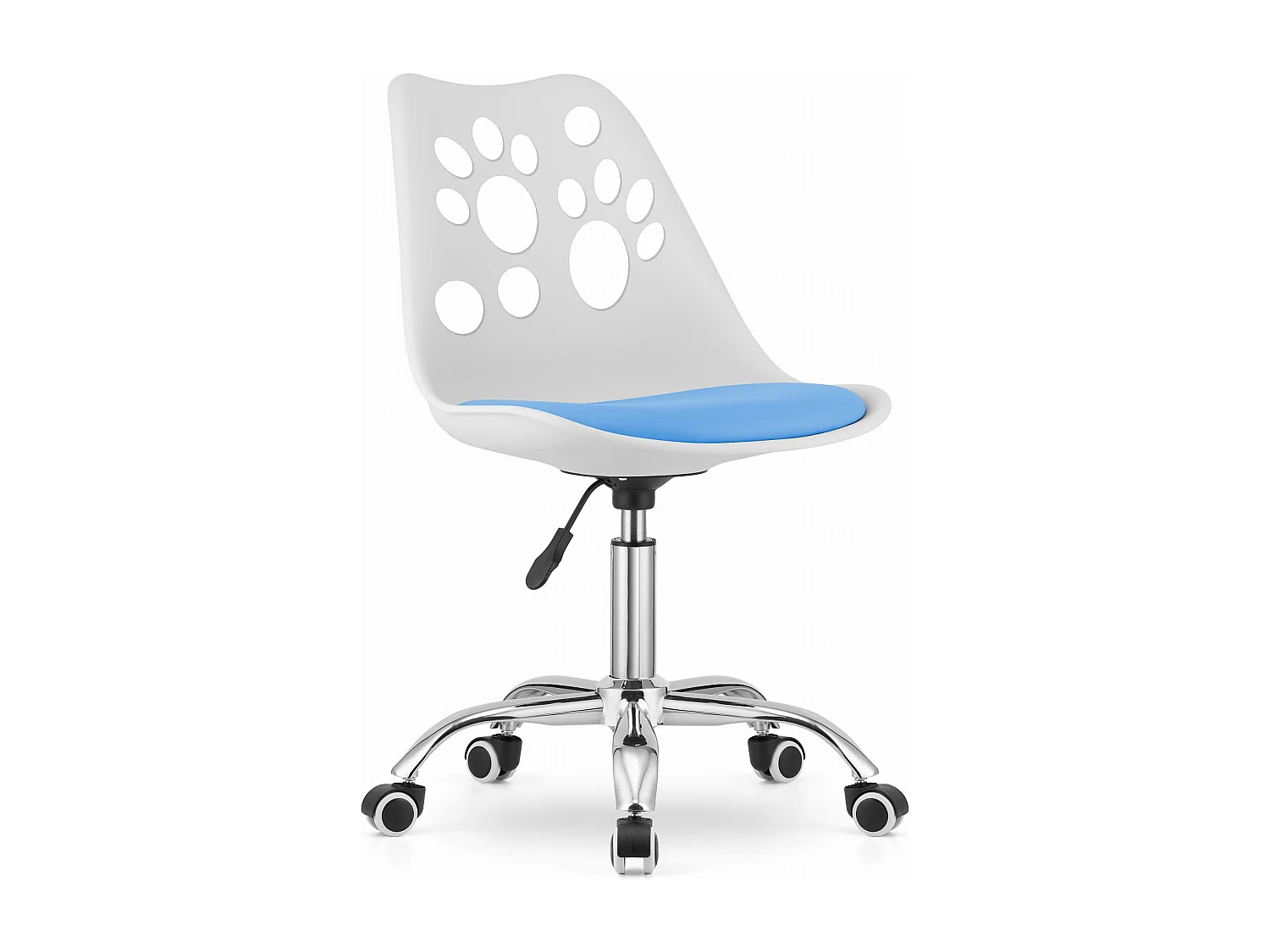 Silla giratoria ergonómica Valora PRINT blanca y azul para el hogar