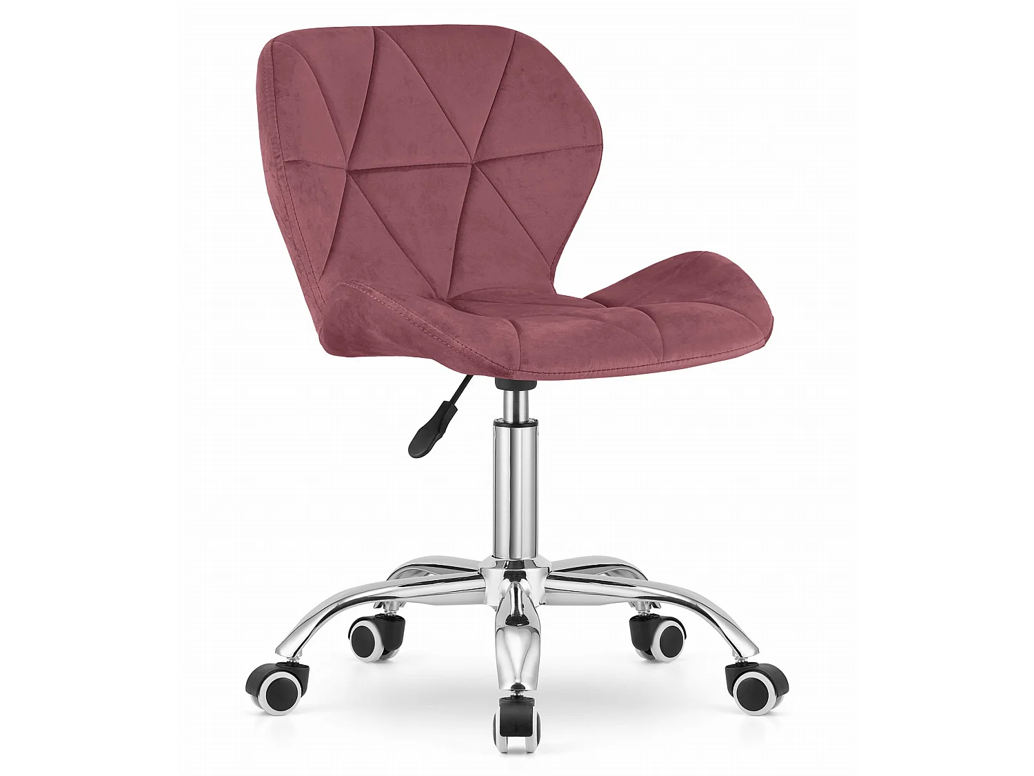 Cadeira giratória Valora AVOLA em veludo rosa escuro com design ergonômico.