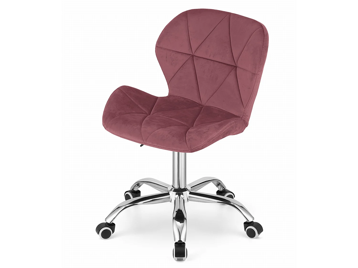 Cadeira giratória Valora AVOLA em veludo rosa escuro com design ergonômico.