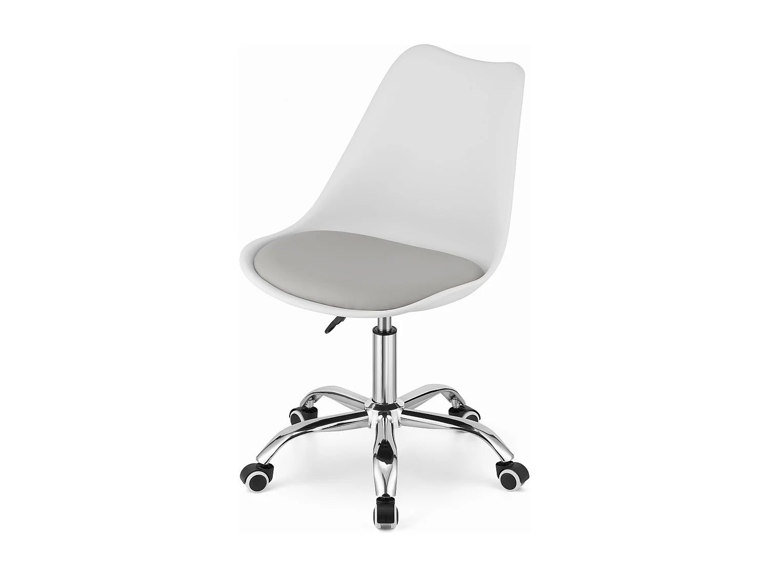 Silla giratoria Valora VIRO, diseño ergonómico para oficina, blanca y gris.