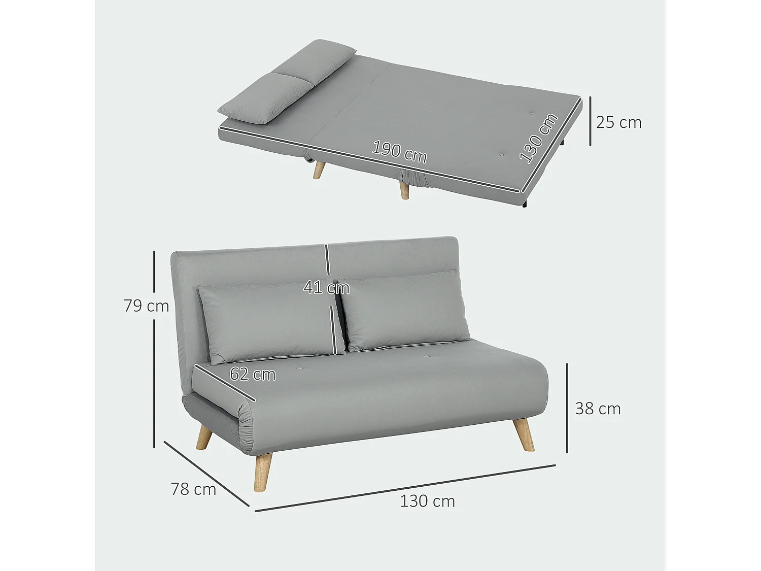 Fauteuil-lit pliant en velours gris, avec coussin lombaire et dossier réglable, convertible et résistant jusqu’à 250 kg