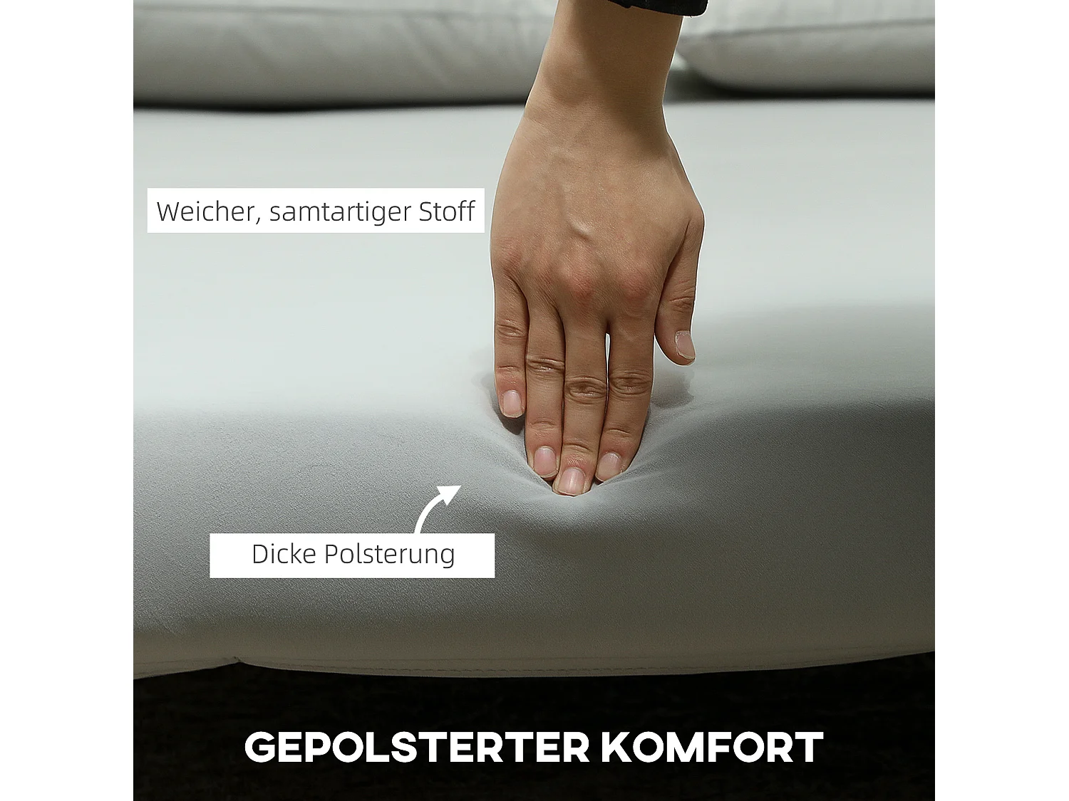 Fauteuil-lit pliant en velours gris, avec coussin lombaire et dossier réglable, convertible et résistant jusqu’à 250 kg