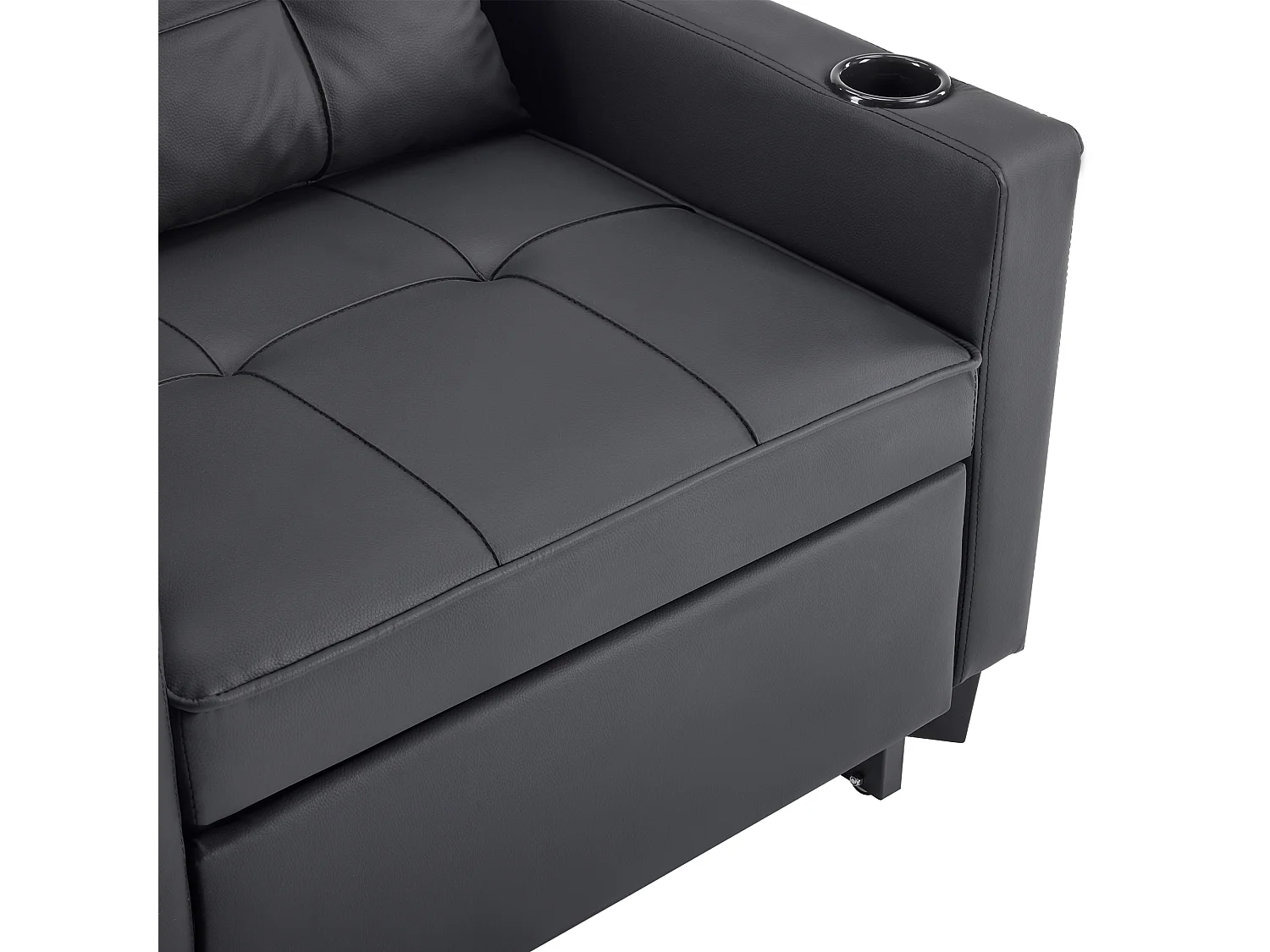 3-in-1 uitschuifbare eenpersoonsslaapbank met bekerhouder en USB-poort - fauteuil, chaise longue en praktisch bed, ideaal voor kleine ruimtes