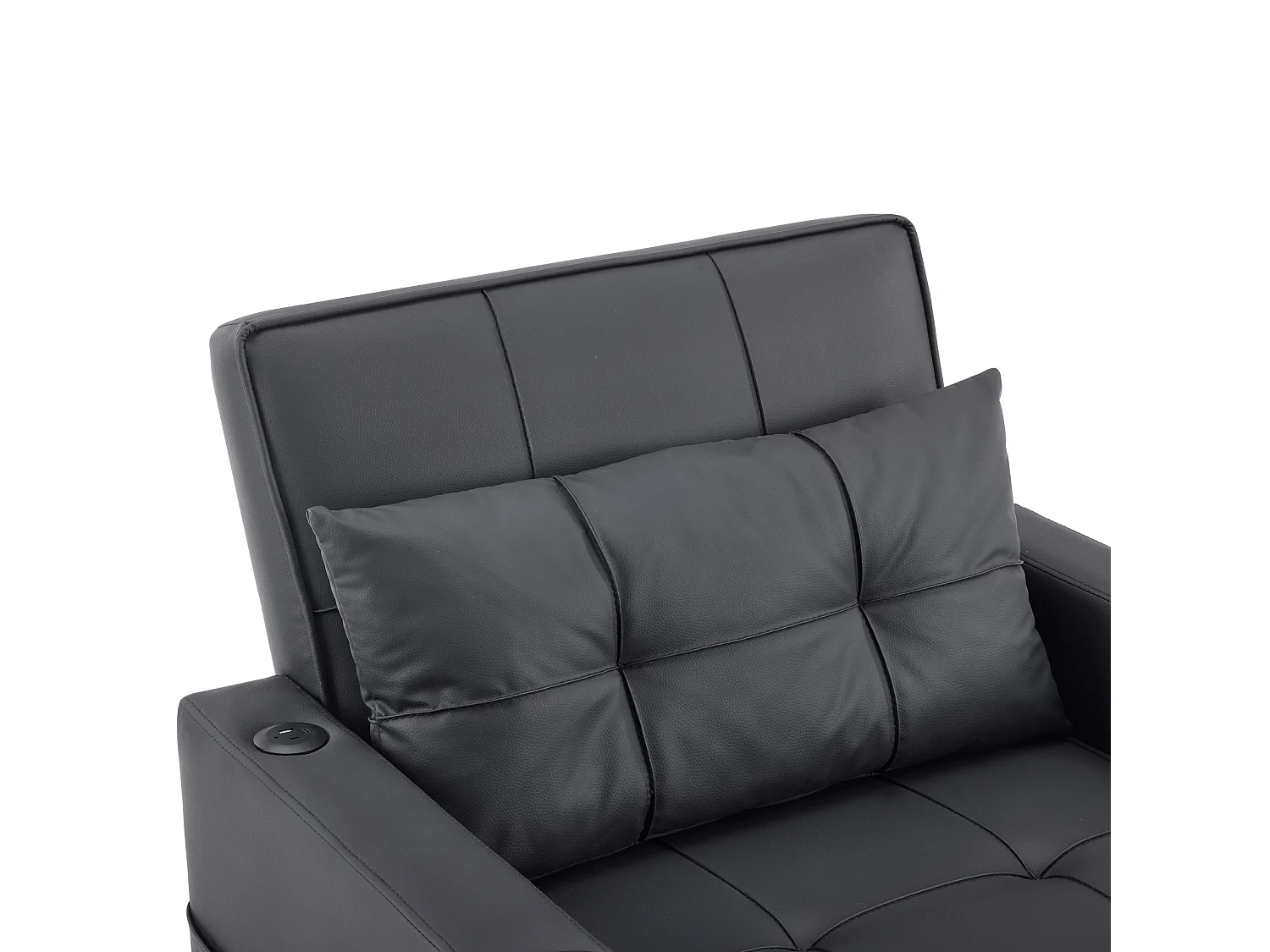 Canapé-lit 1 place extensible 3-en-1 avec porte-gobelet et port USB – Fauteuil, chaise longue et lit pratique, idéal pour petits espaces