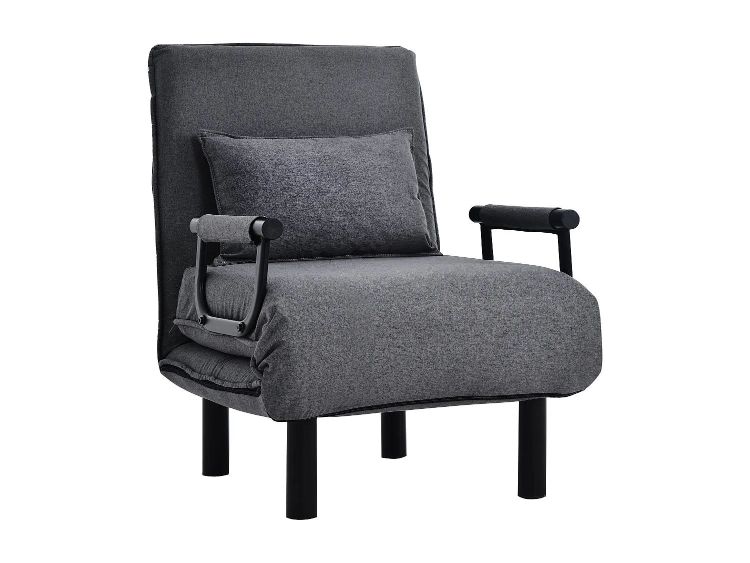 Fauteuil-lit convertible avec dossier réglable 6 positions, coussin inclus et assise rembourrée, idéal pour maison ou bureau