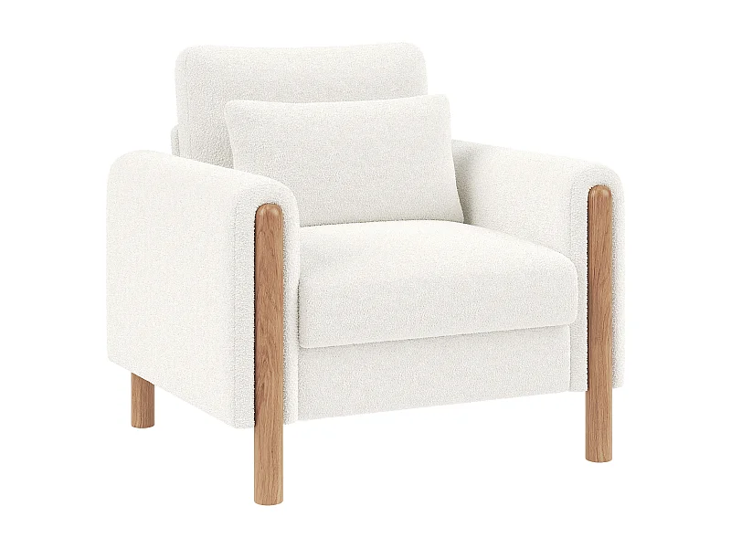 Fauteuil moderne blanc avec coussin épais, assise rembourrée confortable, idéal pour salon, bureau ou chambre