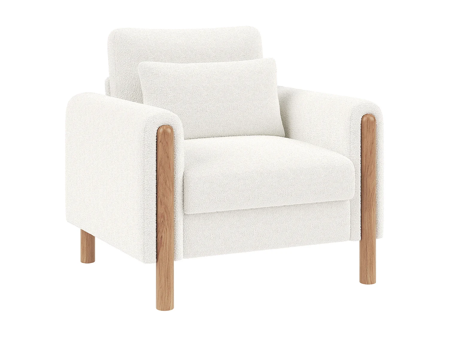 Fauteuil moderne blanc avec coussin épais, assise rembourrée confortable, idéal pour salon, bureau ou chambre