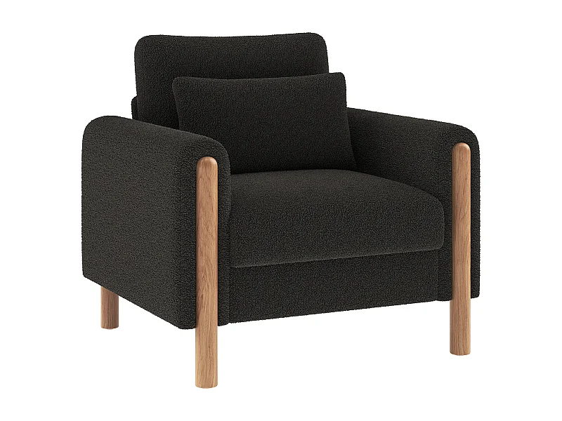 Moderne fauteuil met armleuningen en dikke zitting - comfortabele enkele stoel voor woonkamer, kantoor of slaapkamer, zachte bekleding, grijs