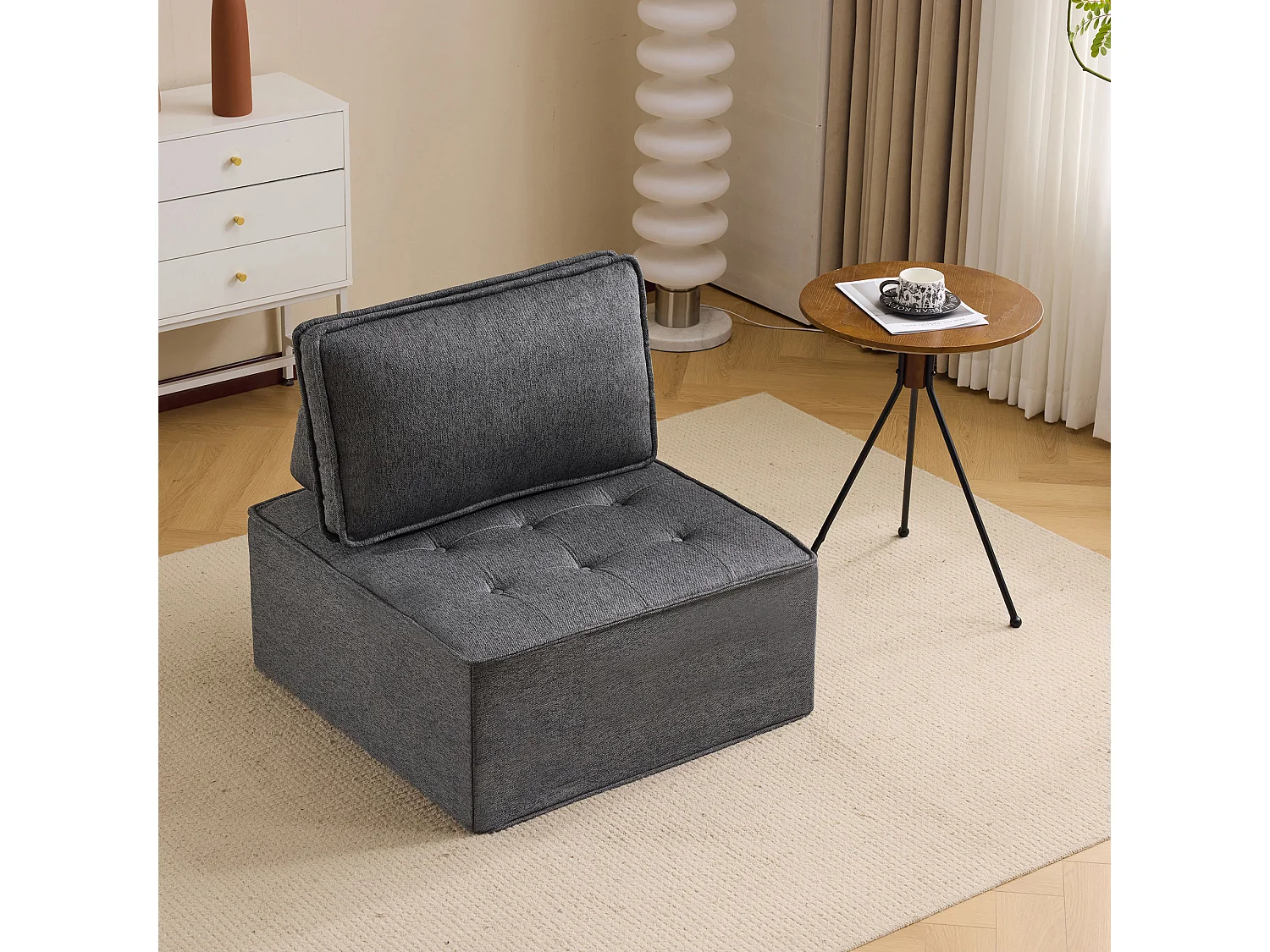 Sillón individual compacto, ideal para salón, dormitorio, habitación de invitados o habitación infantil, cómodo y versátil.