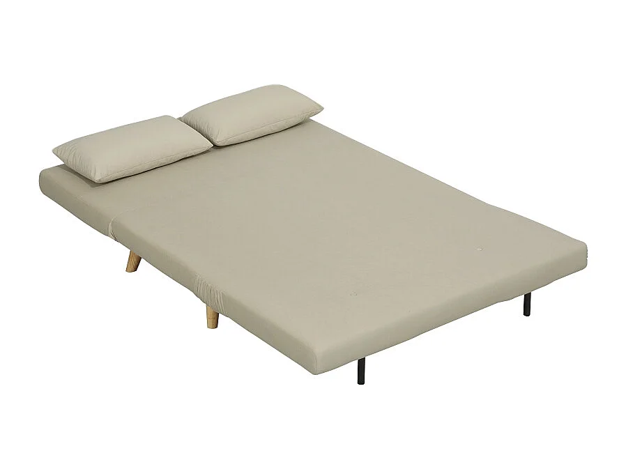 Canapé-lit beige en velours 130 x 78 cm, avec coussin lombaire et dossier réglable, idéal pour salon ou chambre