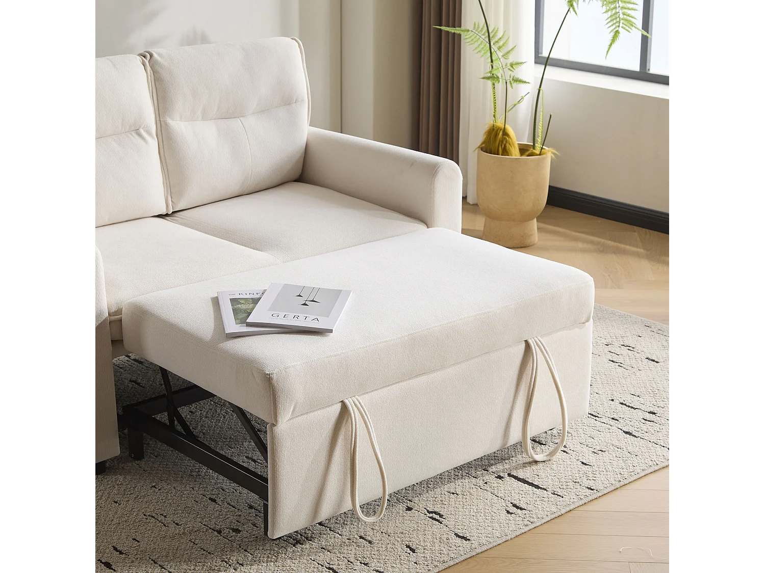 Canapé-lit 2 places moderne, pliable avec fonction lit, dossier réglable et grand coussin de dossier, compact pour petits salons