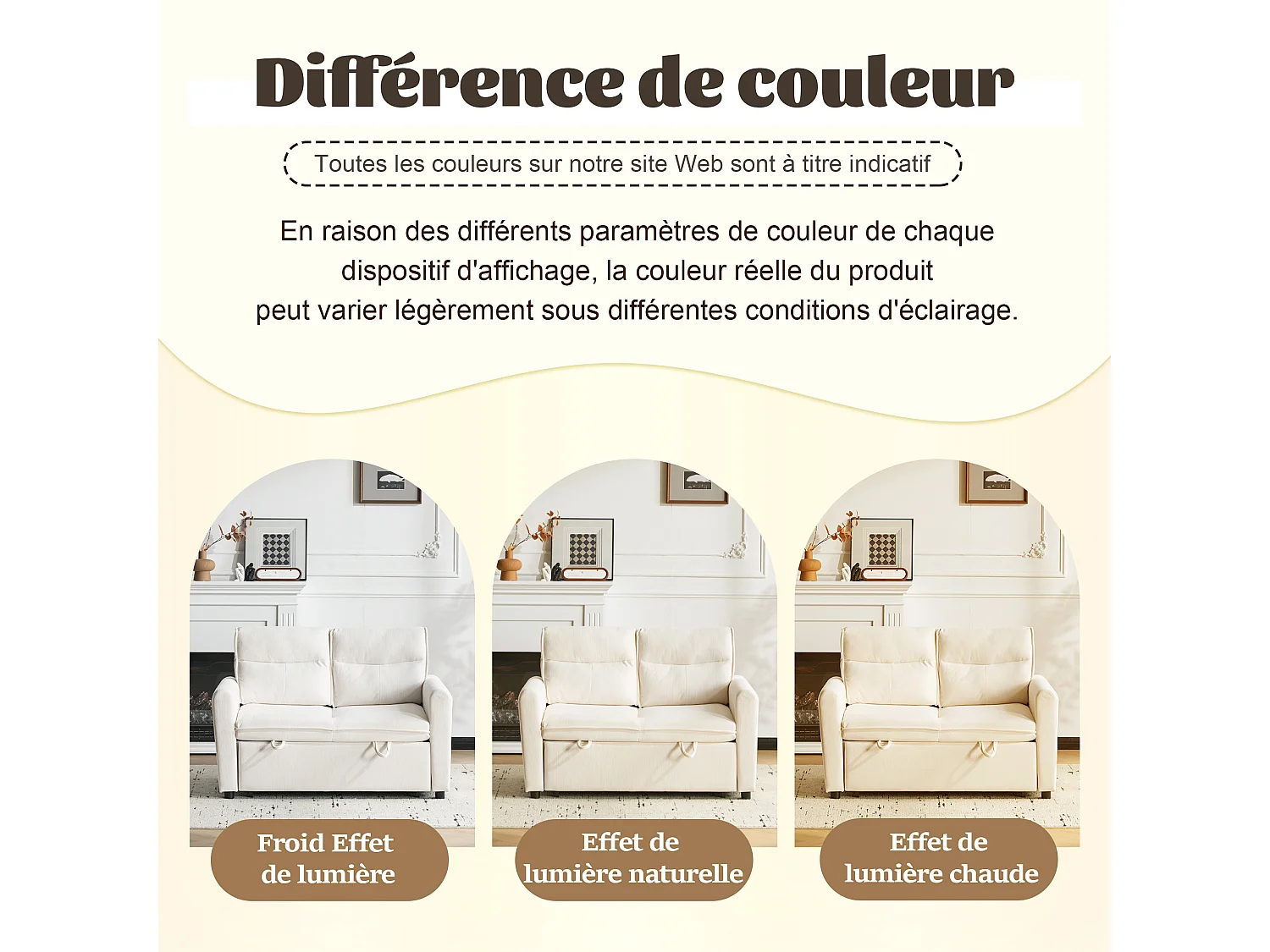 Canapé-lit 2 places moderne, pliable avec fonction lit, dossier réglable et grand coussin de dossier, compact pour petits salons