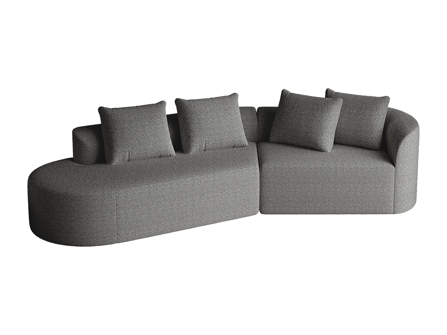 Canapé d'angle surdimensionné en chenille moderne, 4 places, Forme nuage arrondie, 4 coussins décoratifs, modulable pour salon et chambre