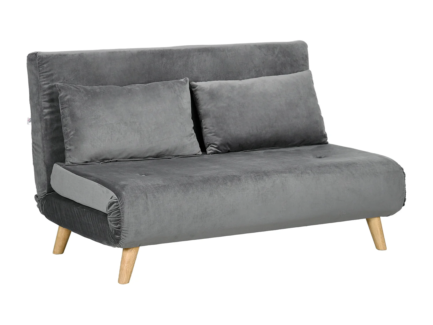 Canapé-lit 2 places avec fonction lit et dossier inclinable – Velours gris, pliable, 130×78×79 cm, idéal pour salon