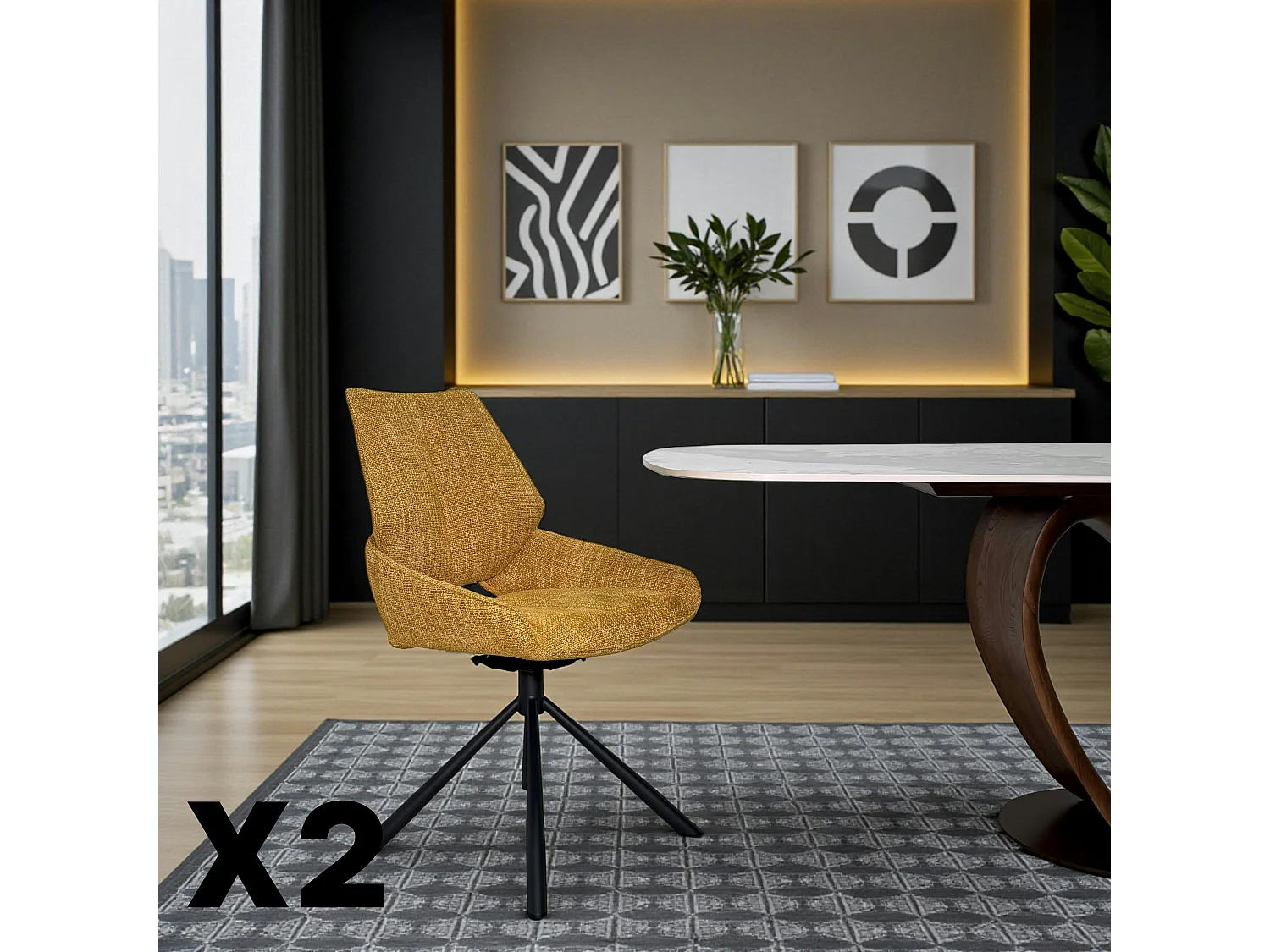 Chaise pivotante ocre assise baquet (lot de 2) LIGURIE