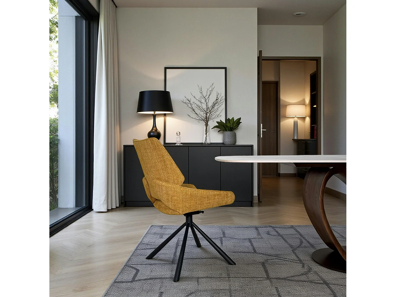 Chaise pivotante ocre assise baquet (lot de 2) LIGURIE