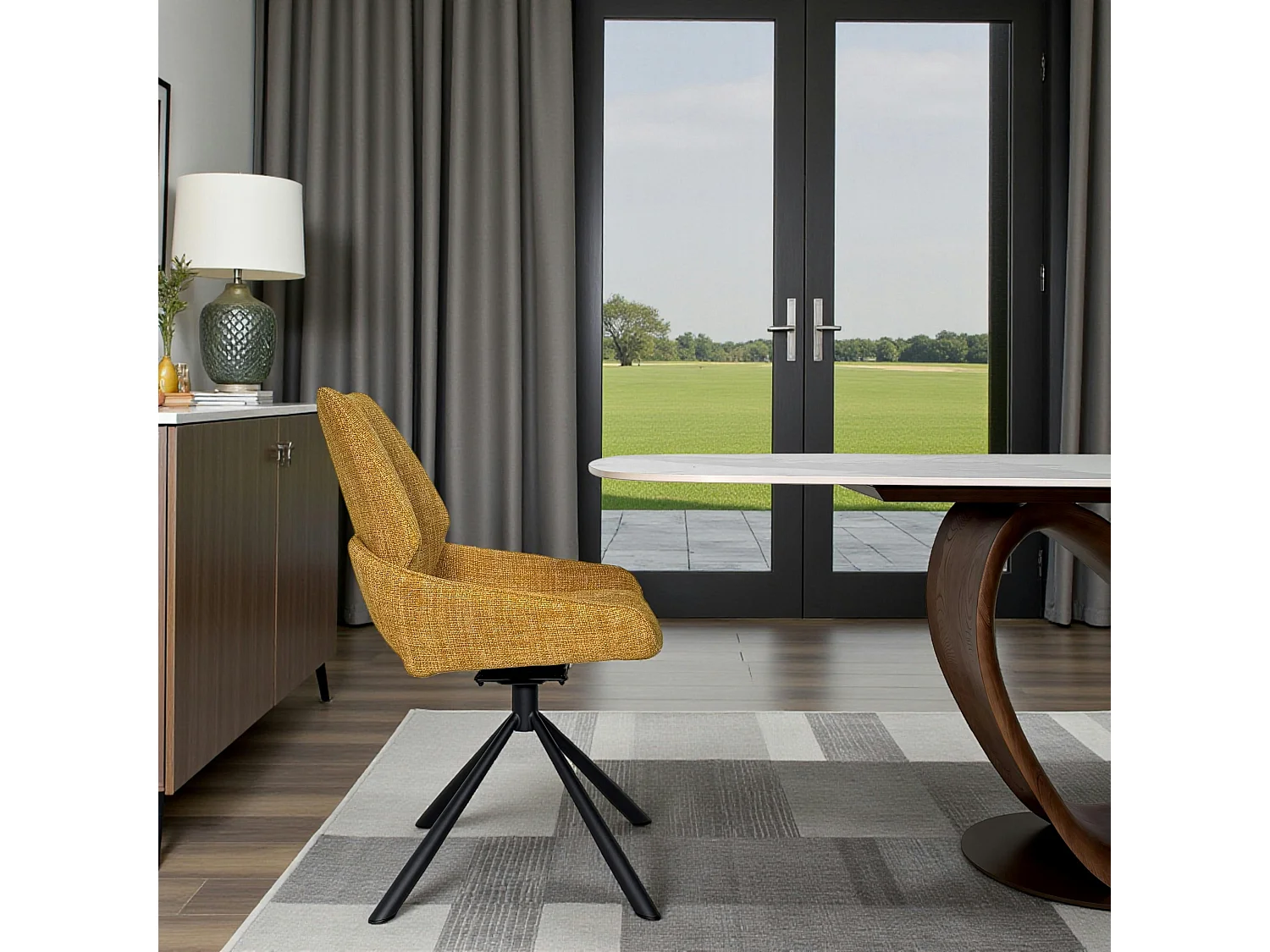 Chaise pivotante ocre assise baquet (lot de 2) LIGURIE