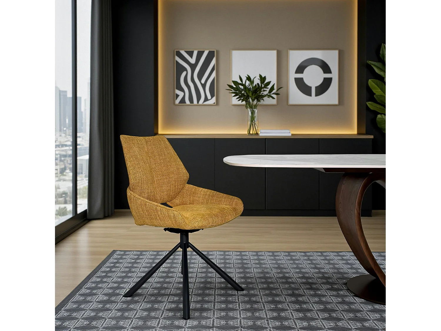 Chaise pivotante ocre assise baquet (lot de 2) LIGURIE