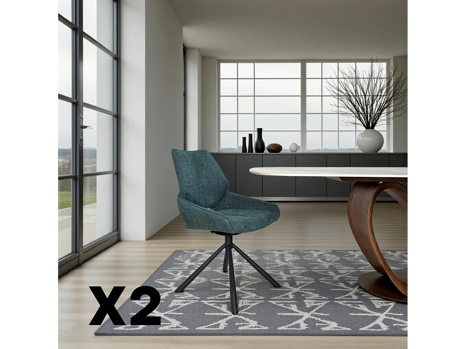 Chaise pivotante bleue assise baquet (lot de 2) LIGURIE