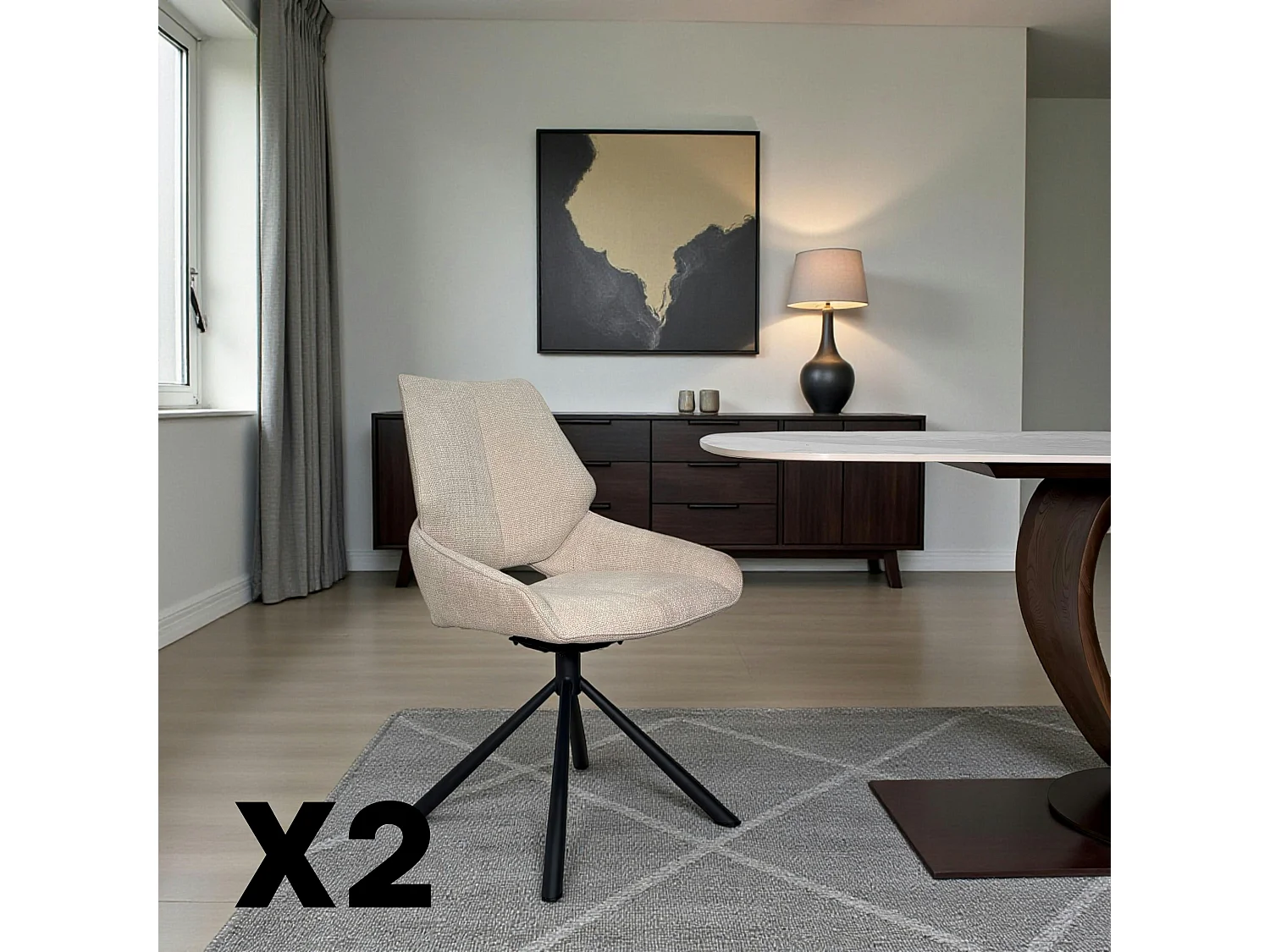 Chaise pivotante beige assise baquet (lot de 2) LIGURIE