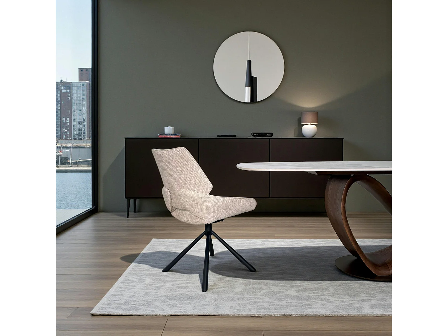 Chaise pivotante beige assise baquet (lot de 2) LIGURIE